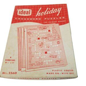Vintage Ideal Holiday Crossword Puzzles Primary Grades Dry Erase Christmas